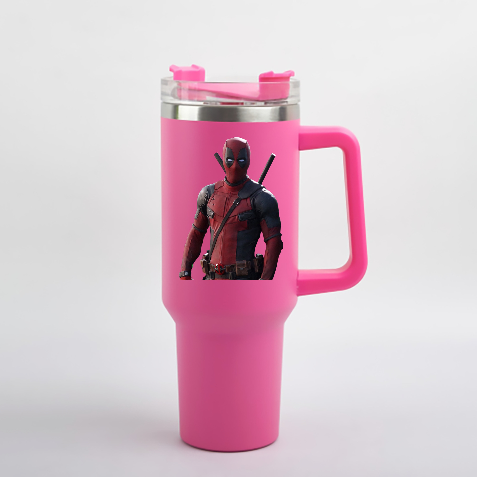（画像用） Deadpool デッドプール 1200mL車用タンブラー - クリスタルステッカー（プラスチックストロー付き）